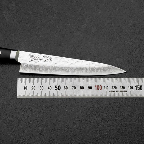 Petty VG-10 Mirror Tsuchime Damascus Western Black Handle 135mm (5.3”)-[Musashi]-[Japanese-Kitchen-Knives]