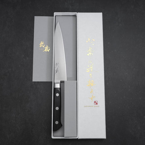 Petty VG-10 Polished Black Western Handle 150mm (5.9”)-[Musashi]-[Japanese-Kitchen-Knives]
