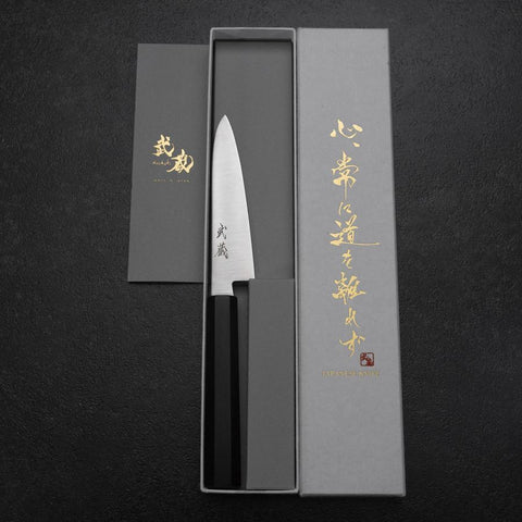 Petty VG-10 Polished Ebony Handle 115mm-[Musashi]-[Japanese-Kitchen-Knives]