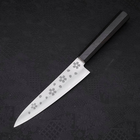 Petty VG-10 Polished Sakura Ebony Handle 150mm (5.9”)-[Musashi]-[Japanese-Kitchen-Knives]