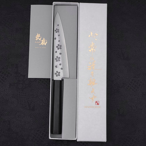 Petty VG-10 Polished Sakura Ebony Handle 150mm (5.9”)-[Musashi]-[Japanese-Kitchen-Knives]