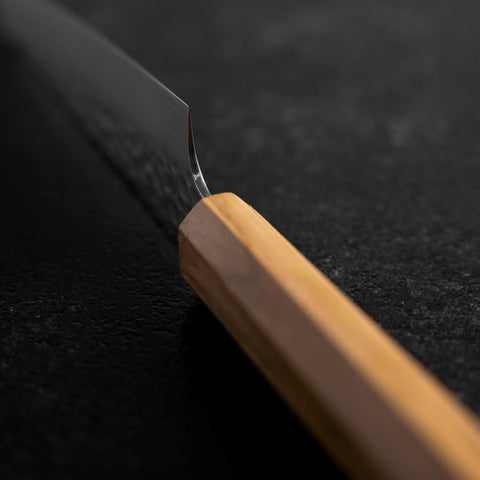 Petty VG-10 Tsuchime Damascus Olive Handle 150mm-[Musashi]-[Japanese-Kitchen-Knives]