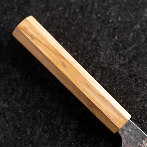 Petty VG-10 Tsuchime Damascus Olive Handle 150mm-[Musashi]-[Japanese-Kitchen-Knives]