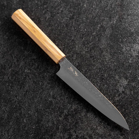 Petty VG-10 Tsuchime Damascus Olive Handle 150mm-[Musashi]-[Japanese-Kitchen-Knives]