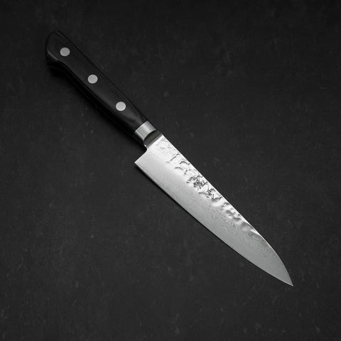 Petty VG-10 Tsuchime Damascus Western-Blue Handle 135mm (5.3”)-[Musashi]-[Japanese-Kitchen-Knives]