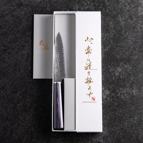 Petty VG-10 Tsuchime Oval Purple Handle 120mm (4.7”)-[Musashi]-[Japanese-Kitchen-Knives]