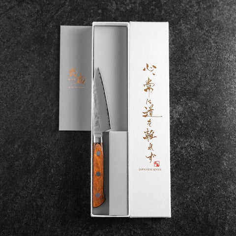 Petty VG-5 Tsuchime Western Brown Handle 90mm-[Musashi]-[Japanese-Kitchen-Knives]