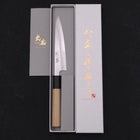 Petty White Steel #1 Polished Buffalo Magnolia Handle 135mm (5.3”)-[Musashi]-[Japanese-Kitchen-Knives]
