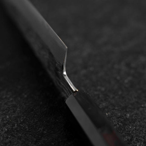 Petty White Steel #1 Tsuchime Buffalo Ebony Handle 135mm (5.3”)-[Musashi]-[Japanese-Kitchen-Knives]