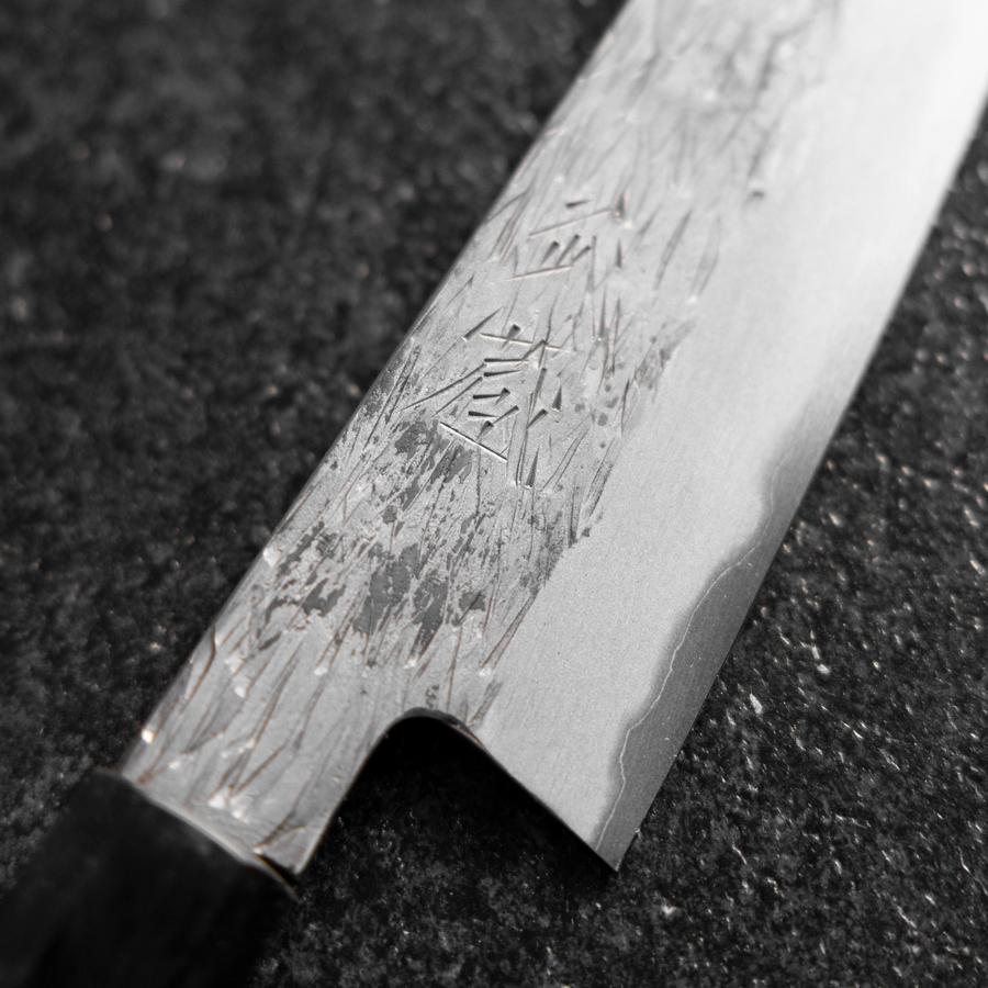 Petty White Steel #1 Tsuchime Buffalo Ebony Handle 135mm-[Musashi]-[Japanese-Kitchen-Knives]