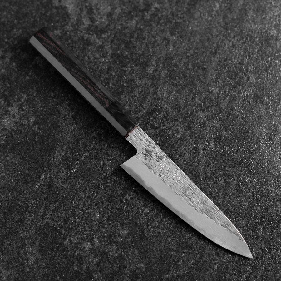 Petty White Steel #1 Tsuchime Buffalo Ebony Handle 135mm-[Musashi]-[Japanese-Kitchen-Knives]
