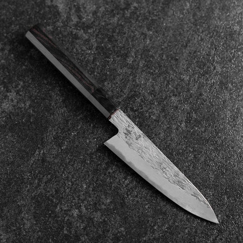 Petty White Steel #1 Tsuchime Buffalo Ebony Handle 135mm-[Musashi]-[Japanese-Kitchen-Knives]