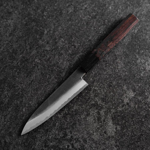 Petty White Steel #2 Kurouchi Buffalo Ebony Handle 130mm-[Musashi]-[Japanese-Kitchen-Knives]