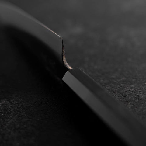 Petty White Steel #2 Kurouchi Buffalo Ebony Handle 130mm-[Musashi]-[Japanese-Kitchen-Knives]