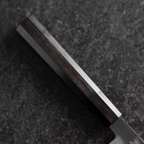 Petty White Steel #2 Kurouchi Buffalo Ebony Handle 130mm-[Musashi]-[Japanese-Kitchen-Knives]
