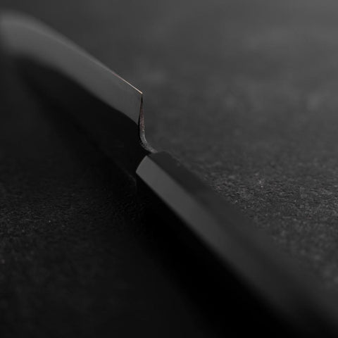 Petty White Steel #2 Kurouchi Buffalo Ebony Handle 160mm (6.3”)-[Musashi]-[Japanese-Kitchen-Knives]
