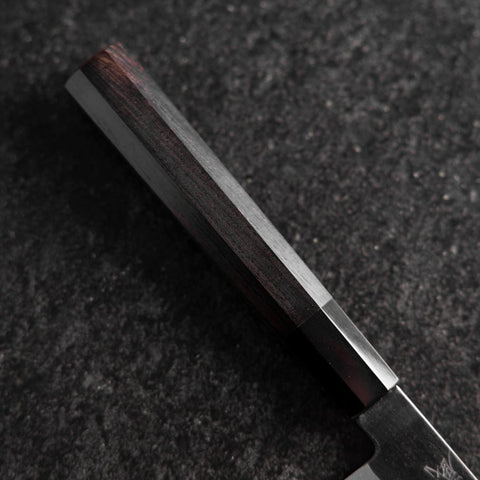 Petty White Steel #2 Kurouchi Buffalo Ebony Handle 160mm (6.3”)-[Musashi]-[Japanese-Kitchen-Knives]