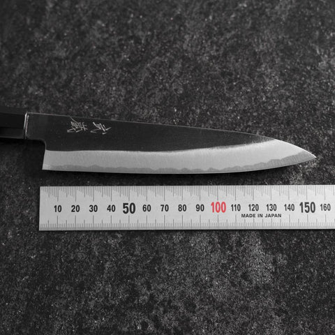 Petty White Steel #2 Kurouchi Buffalo Ebony Handle 160mm (6.3”)-[Musashi]-[Japanese-Kitchen-Knives]