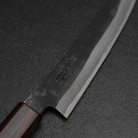 Petty White Steel #2 Kurouchi Zelkova Handle 150mm (5.9”)-[Musashi]-[Japanese-Kitchen-Knives]