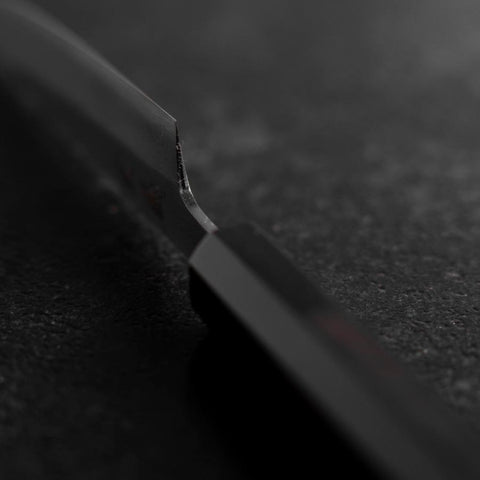 Petty White Steel #2 Stainless Clad Kasumi Buffalo Ebony Handle 110mm-[Musashi]-[Japanese-Kitchen-Knives]