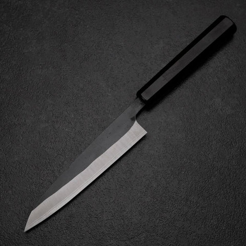 Petty White Steel #2 Stainless Clad Kurouchi Chokin Auspicious Cloud-Sun Buffalo Ebony Handle 150mm (5.9”)-[Musashi]-[Japanese-Kitchen-Knives]