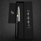 Petty White Steel #2 Stainless Clad Kurouchi Chokin Auspicious Cloud-Sun Buffalo Ebony Handle 150mm-[Musashi]-[Japanese-Kitchen-Knives]