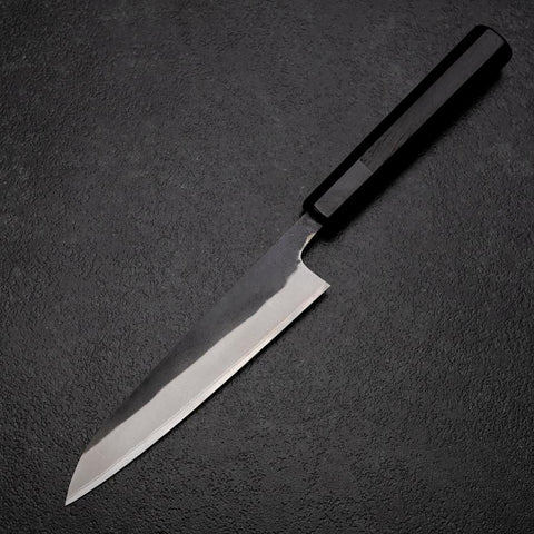 Petty White Steel #2 Stainless Clad Kurouchi Chokin Butterfly Buffalo Ebony Handle 150mm (5.9”)-[Musashi]-[Japanese-Kitchen-Knives]