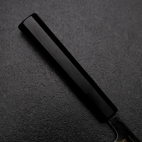 Petty White Steel #2 Stainless Clad Kurouchi Chokin Butterfly Buffalo Ebony Handle 150mm-[Musashi]-[Japanese-Kitchen-Knives]