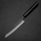 Petty White Steel #2 Stainless Clad Kurouchi Chokin Nami Buffalo Ebony Handle 150mm (5.9”)-[Musashi]-[Japanese-Kitchen-Knives]