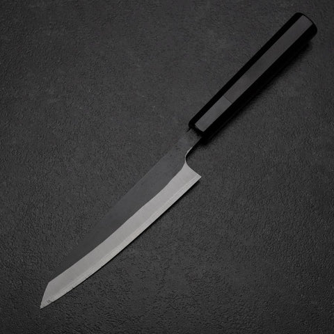 Petty White Steel #2 Stainless Clad Kurouchi Chokin Nami Buffalo Ebony Handle 150mm (5.9”)-[Musashi]-[Japanese-Kitchen-Knives]