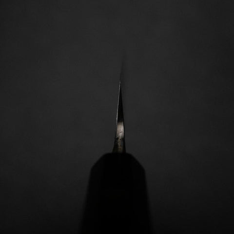 Petty White Steel #2 Stainless Clad Kurouchi Chokin Nami Buffalo Ebony Handle 150mm-[Musashi]-[Japanese-Kitchen-Knives]