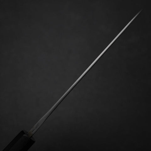 Petty White Steel #2 Stainless Clad Kurouchi Chokin Nami Buffalo Ebony Handle 150mm-[Musashi]-[Japanese-Kitchen-Knives]