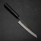Petty White Steel #2 Stainless Clad Kurouchi Chokin Nami Buffalo Ebony Handle 150mm-[Musashi]-[Japanese-Kitchen-Knives]