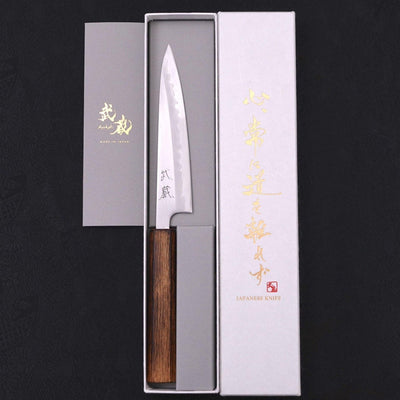 Petty White steel #1 Polished Sumi Urushi Handle 135mm-White steel #1-Polished-Japanese Handle-[Musashi]-[Japanese-Kitchen-Knives]