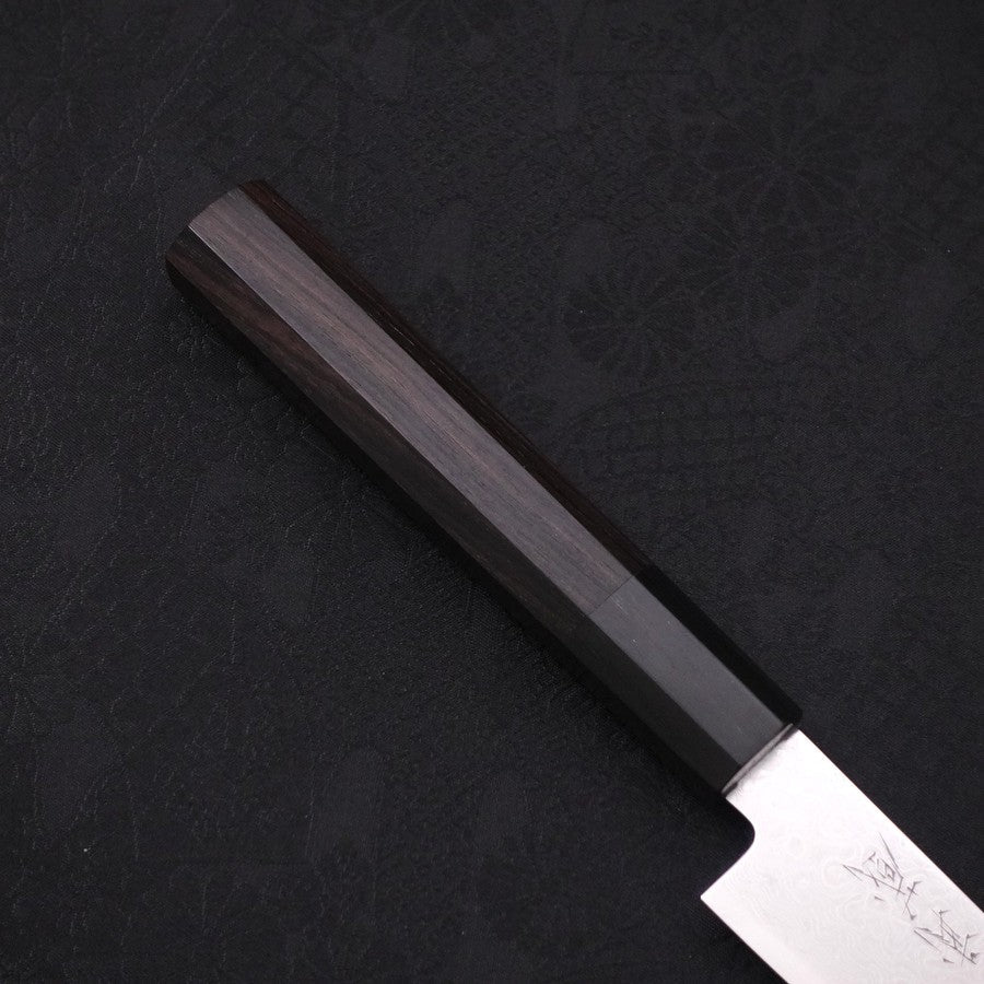 切付ペティー　黒染めダマスカス 切付牛刀 VG-10 黒染めダマスカス 黒檀水牛柄 210mm – MUSASHI