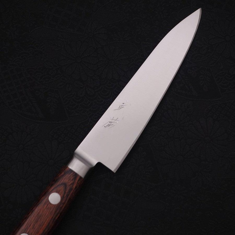 Petty knife AUS-8 Polished Western Mahogany Handle 120mm-AUS-8-Polished-Western Handle-[Musashi]-[Japanese-Kitchen-Knives]