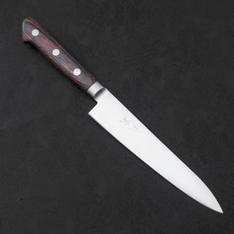 Petty knife AUS-8 Polished Western Mahogany Handle 150mm (5.9”)-[Musashi]-[Japanese-Kitchen-Knives]