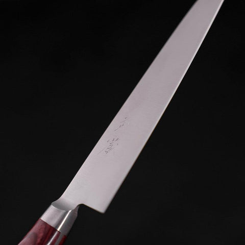 Petty knife AUS-8 Polished Western Red Handle 130mm (5.1”)-[Musashi]-[Japanese-Kitchen-Knives]
