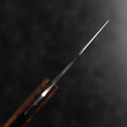 Pocket Knife AUS-8 Hawaiian Koa Outdoor Knife 75mm with Leather Sheath (2.2”)-[Musashi]-[Japanese-Kitchen-Knives]