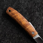 Pocket Knife AUS-8 Hawaiian Koa Outdoor Knife 75mm with Leather Sheath (2.2”)-[Musashi]-[Japanese-Kitchen-Knives]