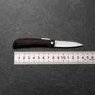 Pocket Knife VG-10 Black Persimmon Outdoor Knife 60mm with Wine-Red Leather Sheath (2.4”)-[Musashi]-[Japanese-Kitchen-Knives]