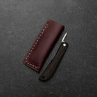 Pocket Knife VG-10 Black Persimmon Outdoor Knife 60mm with Wine-Red Leather Sheath (2.4”)-[Musashi]-[Japanese-Kitchen-Knives]