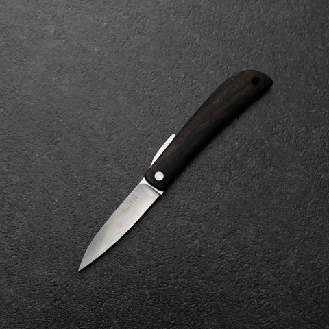 Pocket Knife VG-10 Black Persimmon Outdoor Knife 60mm with Wine-Red Leather Sheath-[Musashi]-[Japanese-Kitchen-Knives]