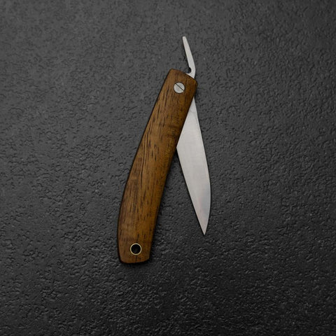 Pocket Knife VG-10 Hawaiian Koa Outdoor Knife 55mm with Leather Sheath-[Musashi]-[Japanese-Kitchen-Knives]