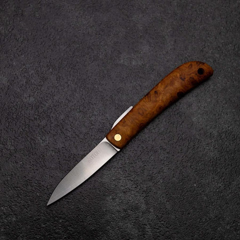 Pocket Knife VG-10 Karin 60mm with Leather Sheath (2.4”)-[Musashi]-[Japanese-Kitchen-Knives]
