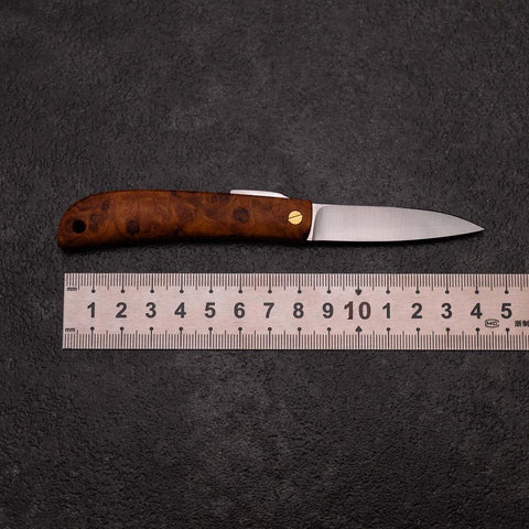 Pocket Knife VG-10 Karin 60mm with Leather Sheath (2.4”)-[Musashi]-[Japanese-Kitchen-Knives]
