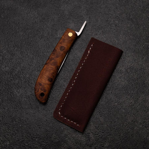 Pocket Knife VG-10 Karin 60mm with Leather Sheath (2.4”)-[Musashi]-[Japanese-Kitchen-Knives]