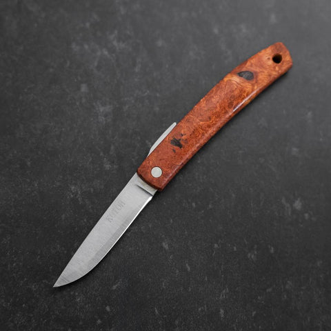 Pocket Knife VG-10 Karin Outdoor Knives 60mm with Leather Sheath (2.4”)-[Musashi]-[Japanese-Kitchen-Knives]