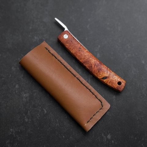Pocket Knife VG-10 Karin Outdoor Knives 60mm with Leather Sheath (2.4”)-[Musashi]-[Japanese-Kitchen-Knives]