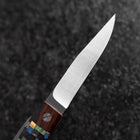 Pocket Knife VG-10 Plaid Stabilized Wood Outdoor Knife 55mm with Leather Sheath (2.2”)-[Musashi]-[Japanese-Kitchen-Knives]